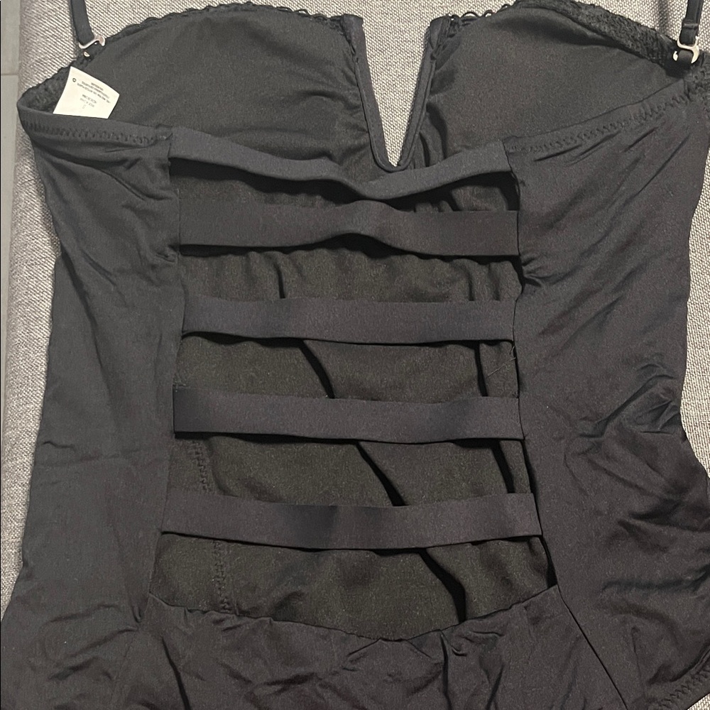 Black crocheted open back One-Piece Swimsuit - Picture 4 of 6